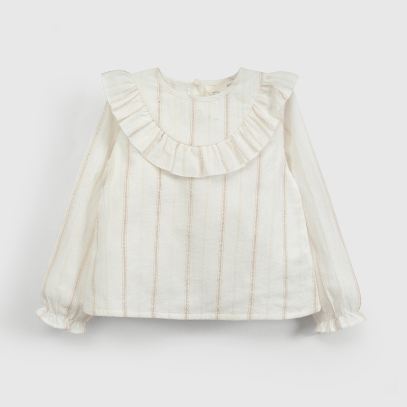 Blusa Blanca Vuelos de Niña Infantil talla 3/6 M a 24m/36 M