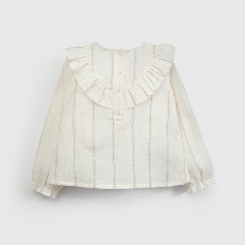 Blusa Blanca Vuelos de Niña Infantil talla 3/6 M a 24m/36 M