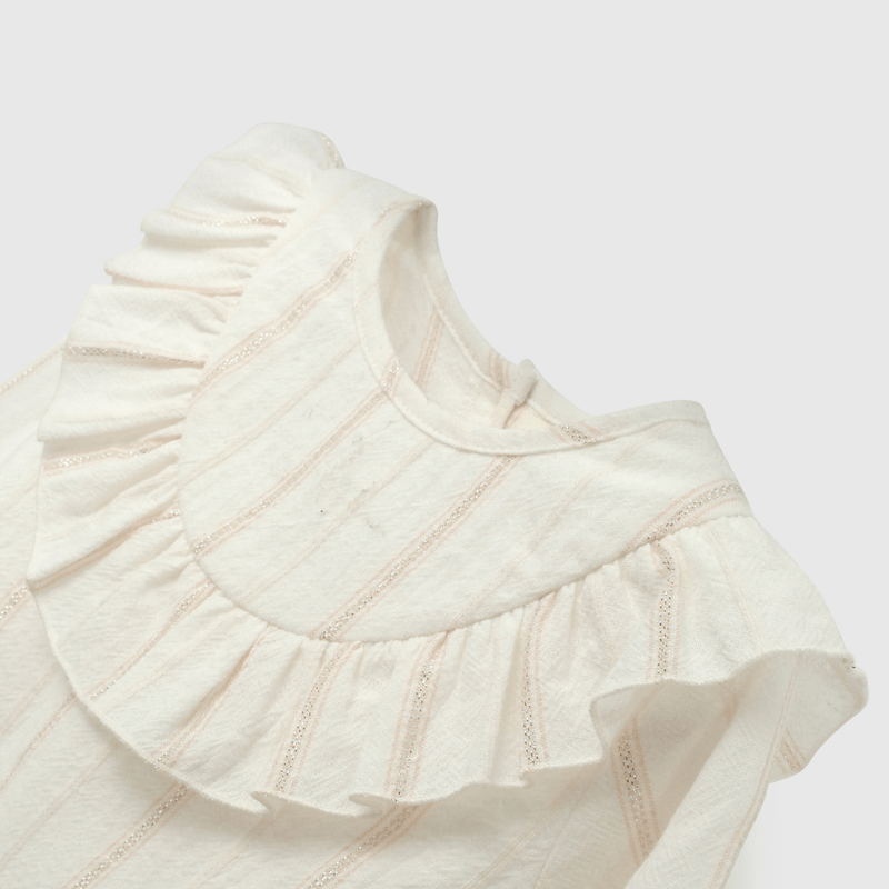 Blusa Blanca Vuelos de Niña Infantil talla 3/6 M a 24m/36 M