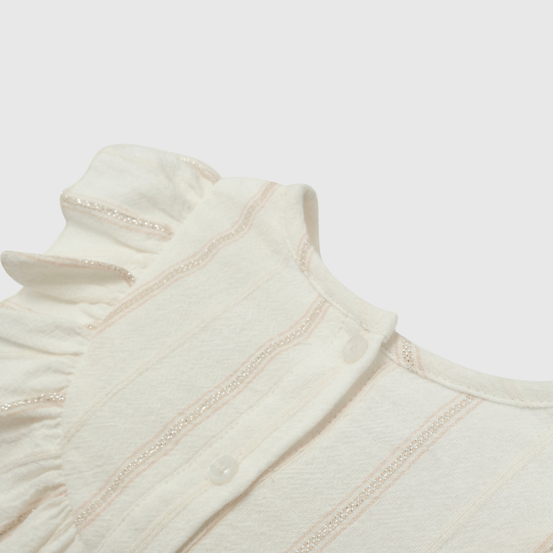Blusa Blanca Vuelos de Niña Infantil talla 3/6 M a 24m/36 M