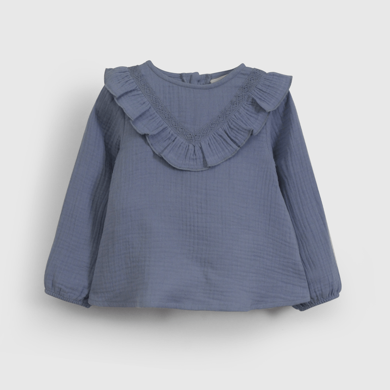 Blusa Celeste Bambula de Niña Infantil talla 3/6 M a 24m/36 M