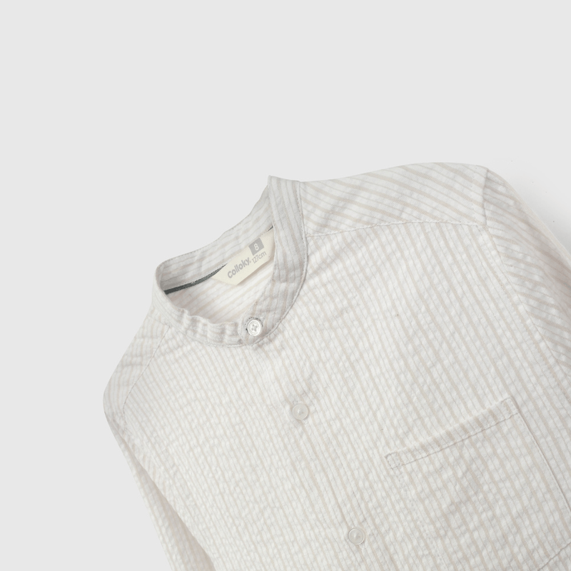 Camisa Beige Con Bolsillo de Niño talla 3 a 12 Años