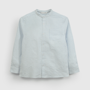 Camisa Celeste Cuello Mao de Niño talla 3 a 12 Años