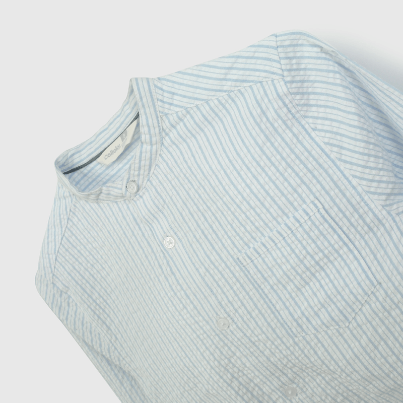 Camisa Celeste Cuello Mao de Niño talla 3 a 12 Años