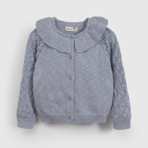 Chaleco Celeste Cuello Vuelos de Niña Infantil talla 3/6 M a 24m/36 M