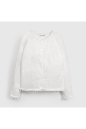 Chaleco Blanco Básico de Niña talla 3 a 12 Años