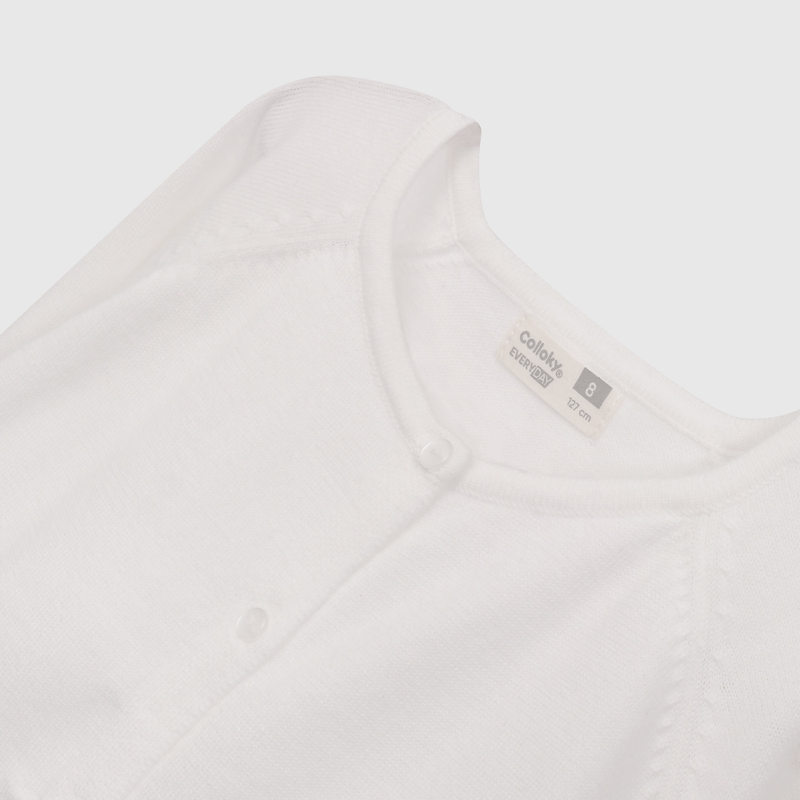 Chaleco Blanco Básico de Niña talla 3 a 12 Años