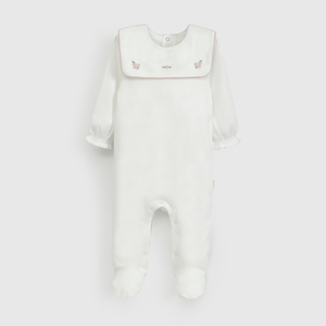 Osito Blanco Cuello Flores de Bebé de New born talla RN a 6/9 M