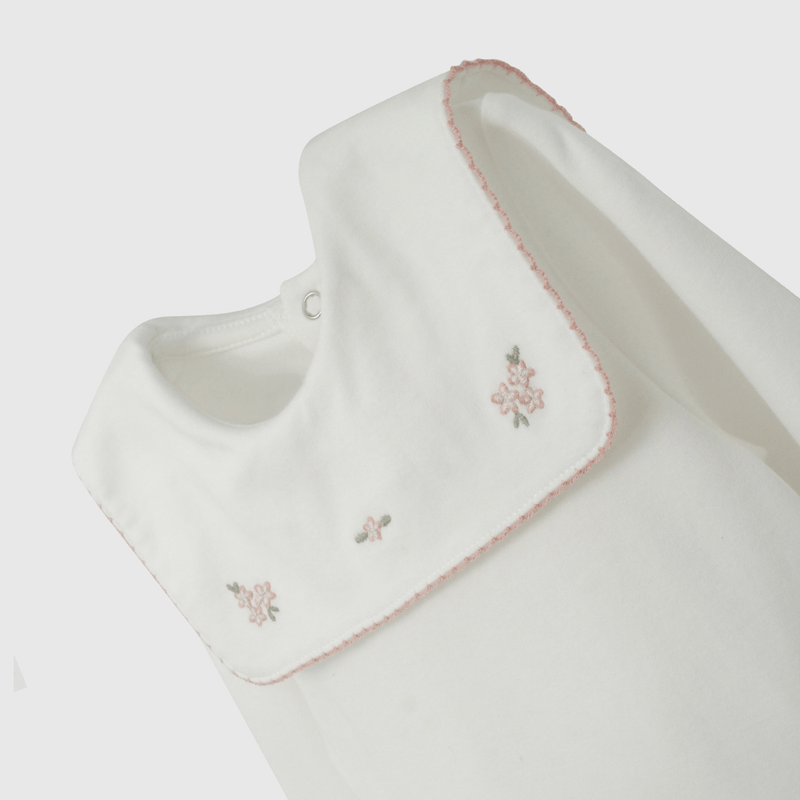 Osito Blanco Cuello Flores de Bebé de New born talla RN a 6/9 M