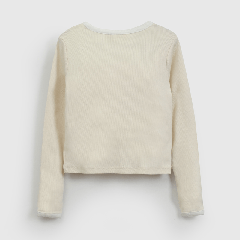 Polera Beige Rib Estrella de Niña talla 3 a 12 Años