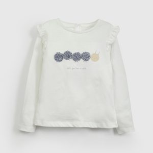 Polera Blanca Cuncuna de Niña Infantil talla 3/6 M a 24m/36 M