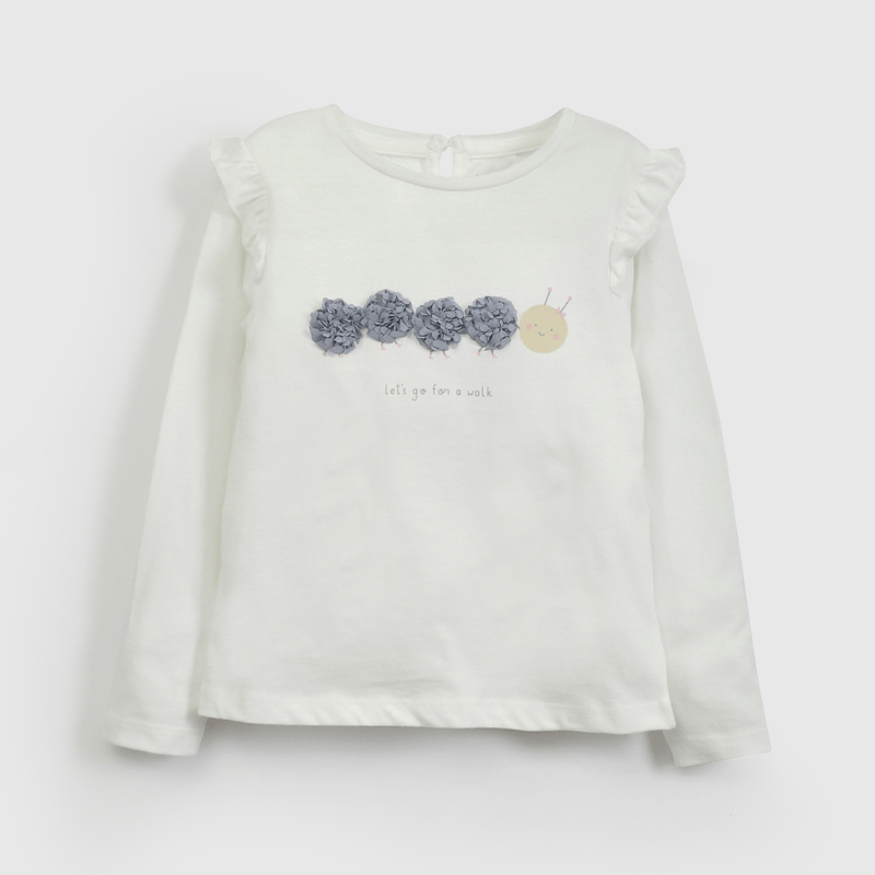 Polera Blanca Cuncuna de Niña Infantil talla 3/6 M a 24m/36 M