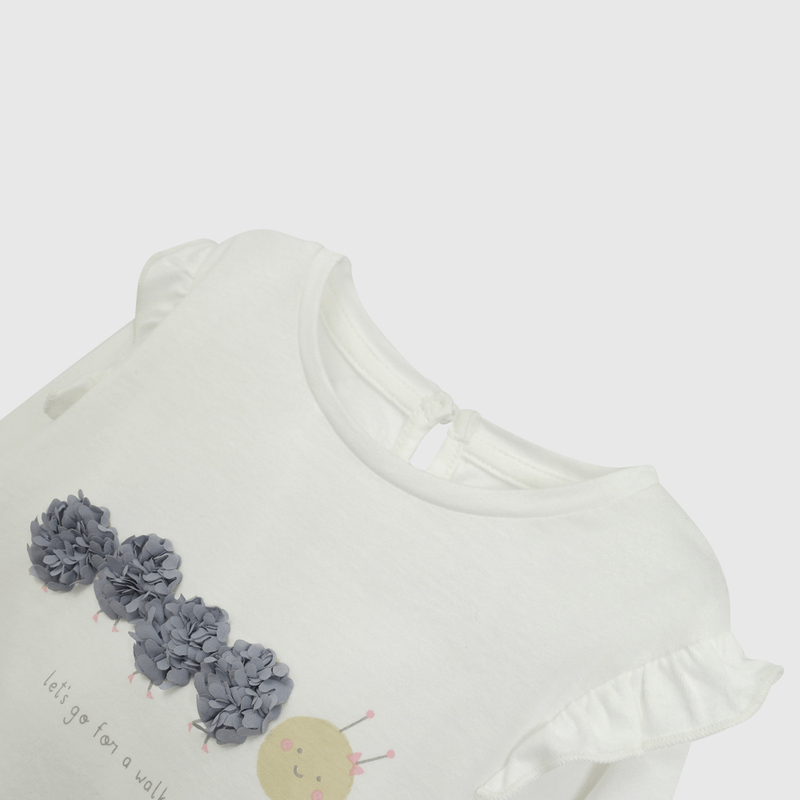 Polera Blanca Cuncuna de Niña Infantil talla 3/6 M a 24m/36 M
