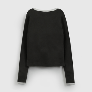 Polera Negra Rib Estrella de Niña talla 3 a 12 Años