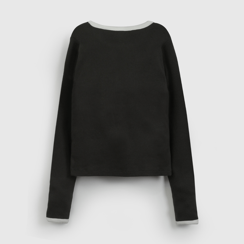 Polera Negra Rib Estrella de Niña talla 3 a 12 Años