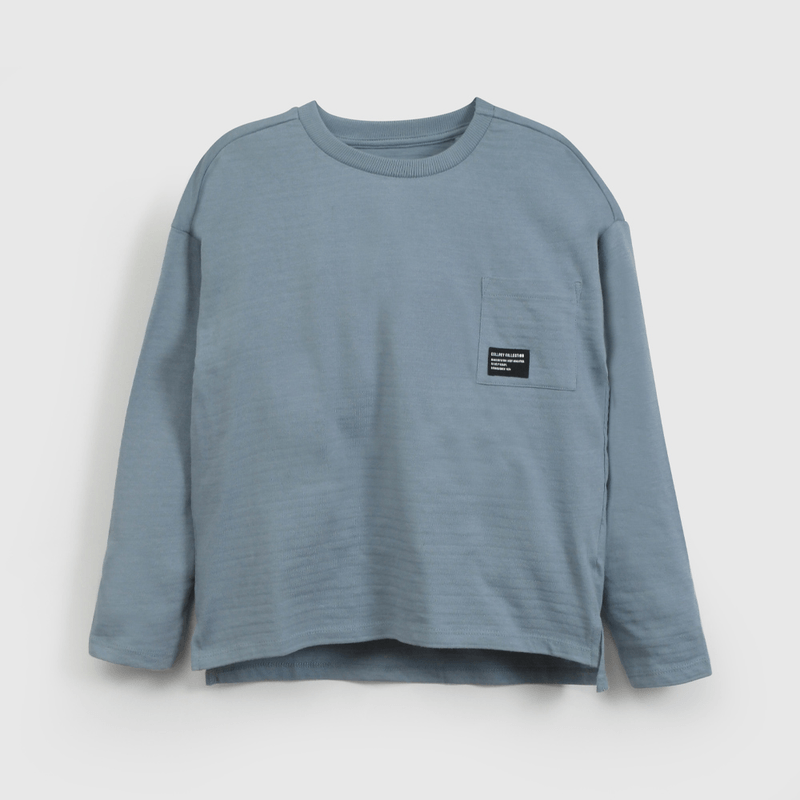 Polera Celeste Texturada de Niño talla 3 a 12 Años