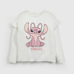 Polera Blanca Vuelo Lilo Stitch de Niña talla 3 a 12 Años