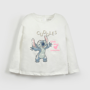 Polera Blanca Lilo Stitch de Niña Infantil talla 3/6 M a 24m/36 M
