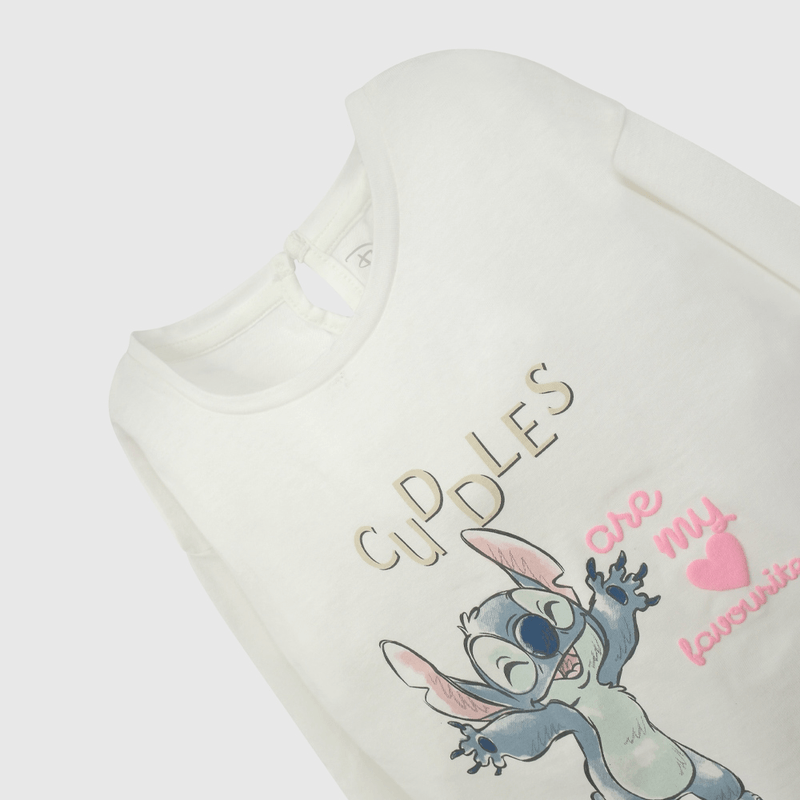Polera Blanca Lilo Stitch de Niña Infantil talla 3/6 M a 24m/36 M