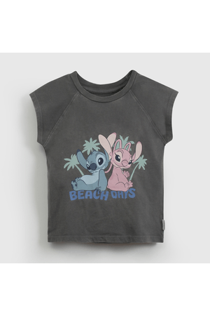 Polera Negra Lilo & Stitch 100% algodón talla 3 a 12 Años