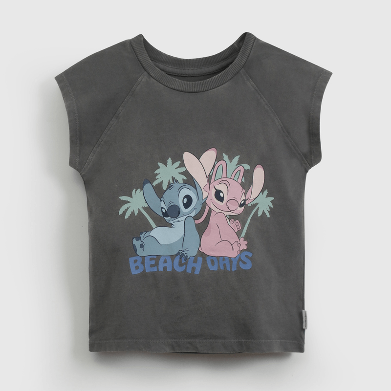 Polera Negra Lilo & Stitch 100% algodón talla 3 a 12 Años