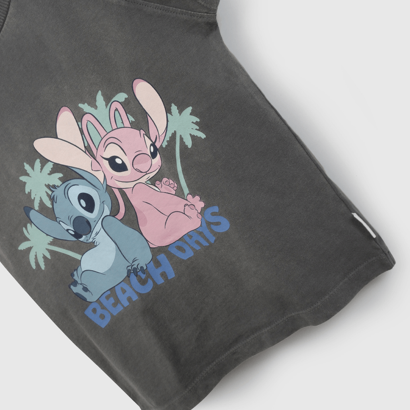 Polera Negra Lilo & Stitch 100% algodón talla 3 a 12 Años