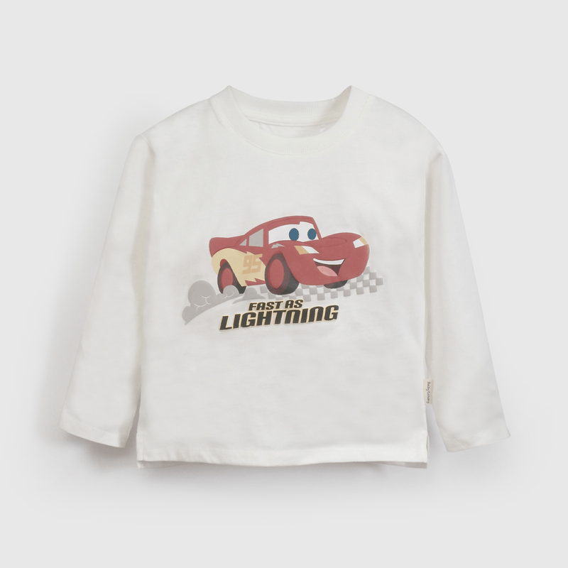 Polera Blanca Cars De Niño Infantil talla 3/6 M a 24m/36 M