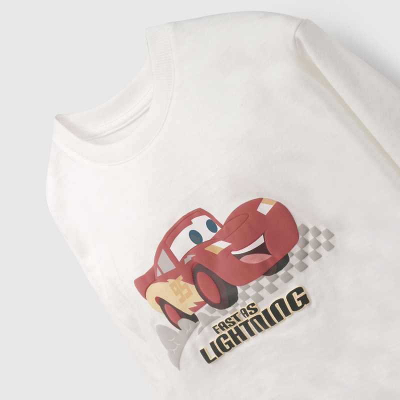 Polera Blanca Cars De Niño Infantil talla 3/6 M a 24m/36 M