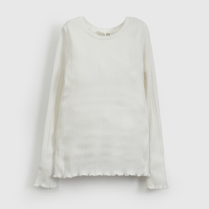 Polera Blanca Rib Básica de Niña talla 3 a 12 Años