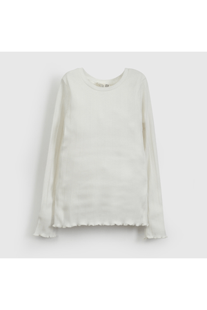 Polera Blanca Rib Básica de Niña talla 3 a 12 Años