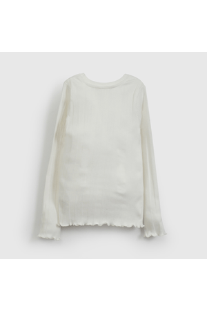 Polera Blanca Rib Básica de Niña talla 3 a 12 Años