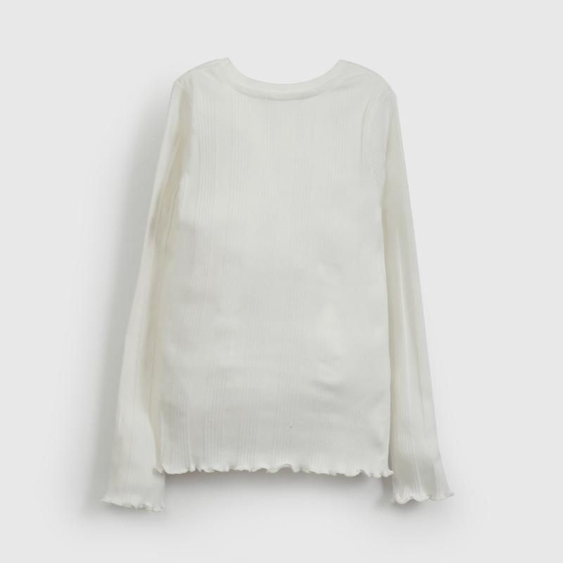 Polera Blanca Rib Básica de Niña talla 3 a 12 Años