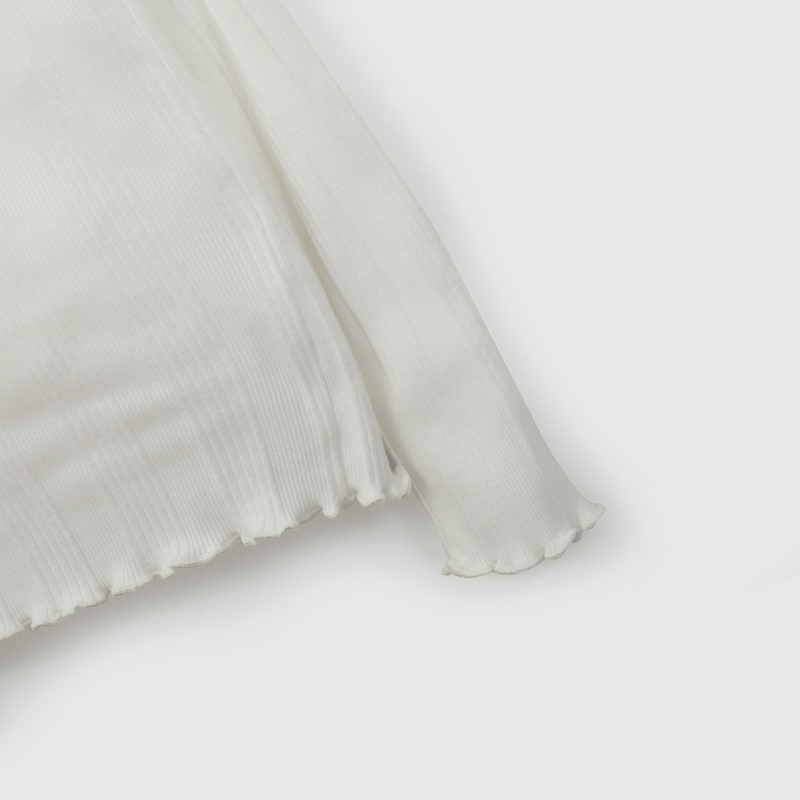 Polera Blanca Rib Básica de Niña talla 3 a 12 Años