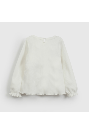 Polera Blanca Manga Recogida de Niña Infantil talla 3/6 M a 24m/36 M