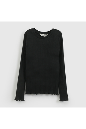 Polera Negra Rib Básica de Niña talla 3 a 12 Años