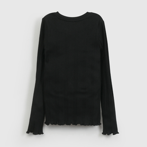 Polera Negra Rib Básica de Niña talla 3 a 12 Años