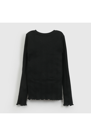 Polera Negra Rib Básica de Niña talla 3 a 12 Años