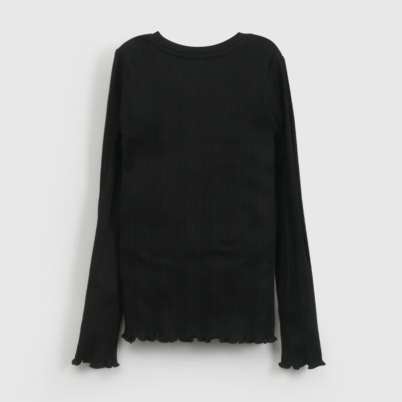 Polera Negra Rib Básica de Niña talla 3 a 12 Años
