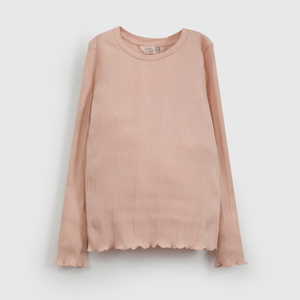 Polera Rosada Rib Básica de Niña talla 3 a 12 Años