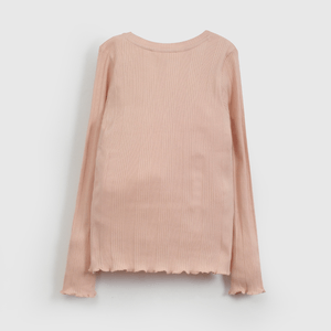 Polera Rosada Rib Básica de Niña talla 3 a 12 Años