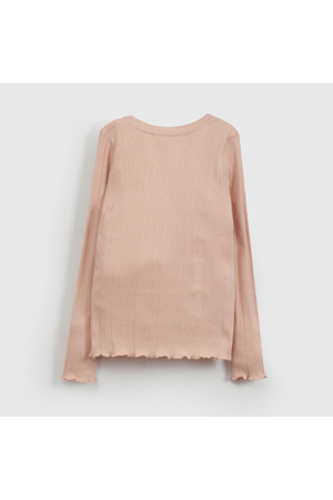 Polera Rosada Rib Básica de Niña talla 3 a 12 Años