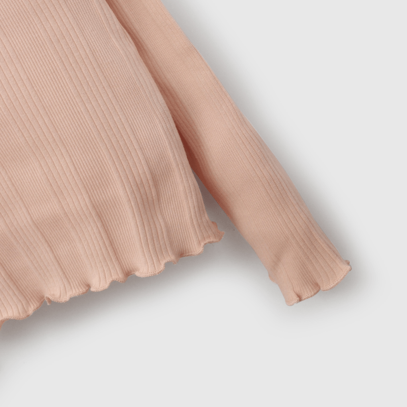 Polera Rosada Rib Básica de Niña talla 3 a 12 Años