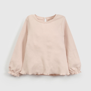 Polera Rosada Manga Recogida de Niña Infantil talla 3/6 M a 24m/36 M