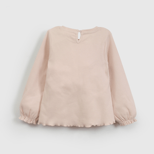 Polera Rosada Manga Recogida de Niña Infantil talla 3/6 M a 24m/36 M