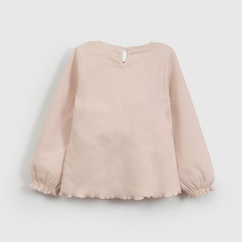 Polera Rosada Manga Recogida de Niña Infantil talla 3/6 M a 24m/36 M