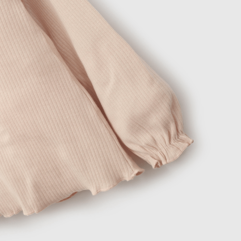 Polera Rosada Manga Recogida de Niña Infantil talla 3/6 M a 24m/36 M