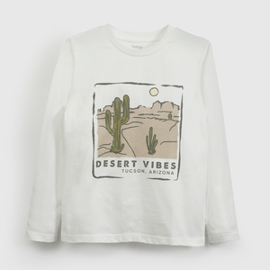 Polera Blanca Estampada De Niño talla 3 a 12 Años