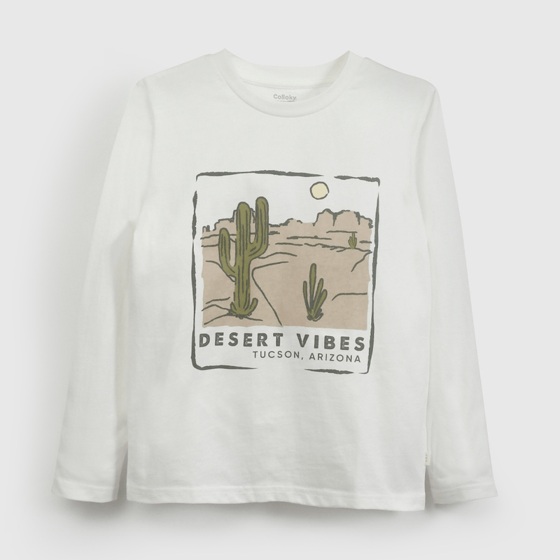 Polera Blanca Estampada De Niño talla 3 a 12 Años