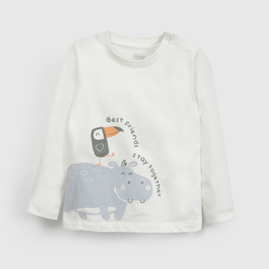Polera Blanca Animales De Niño Infantil talla 3/6 M a 24m/36 M