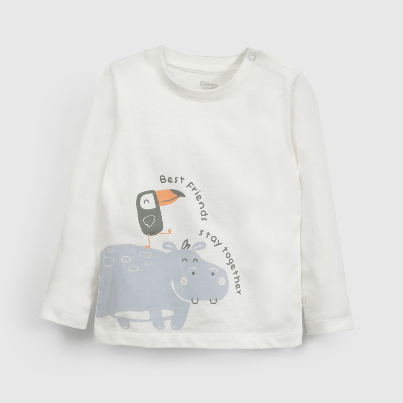 Polera Blanca Animales De Niño Infantil talla 3/6 M a 24m/36 M
